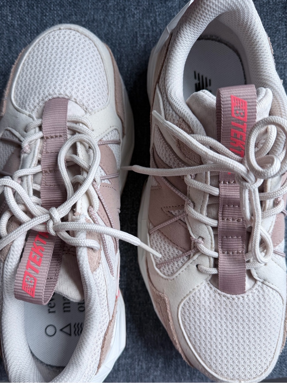 New Balance Women's Pink Cream Lace-Up Sneakers with Rose Accents